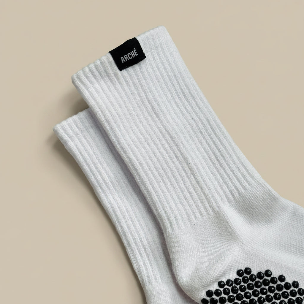 Closed look of white crew socks 