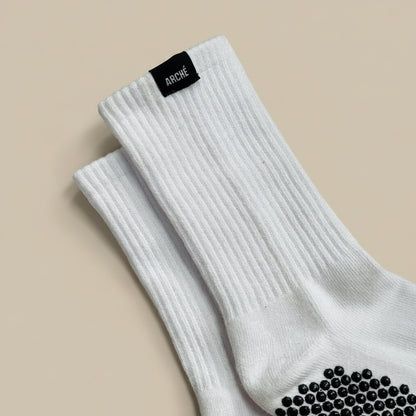 Closed look of white crew socks 